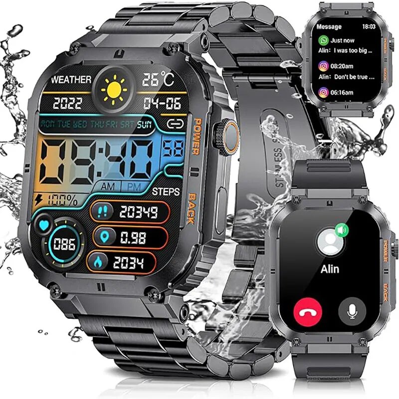 Smartwatch Watches For Mens - LIGE-Montre intelligente de fitness étanche pour